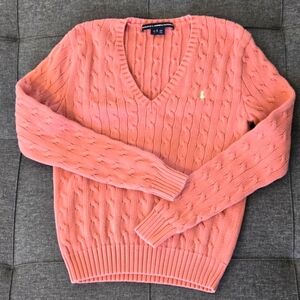 Ralph Lauren Women's Pink Cable Knit Sweater